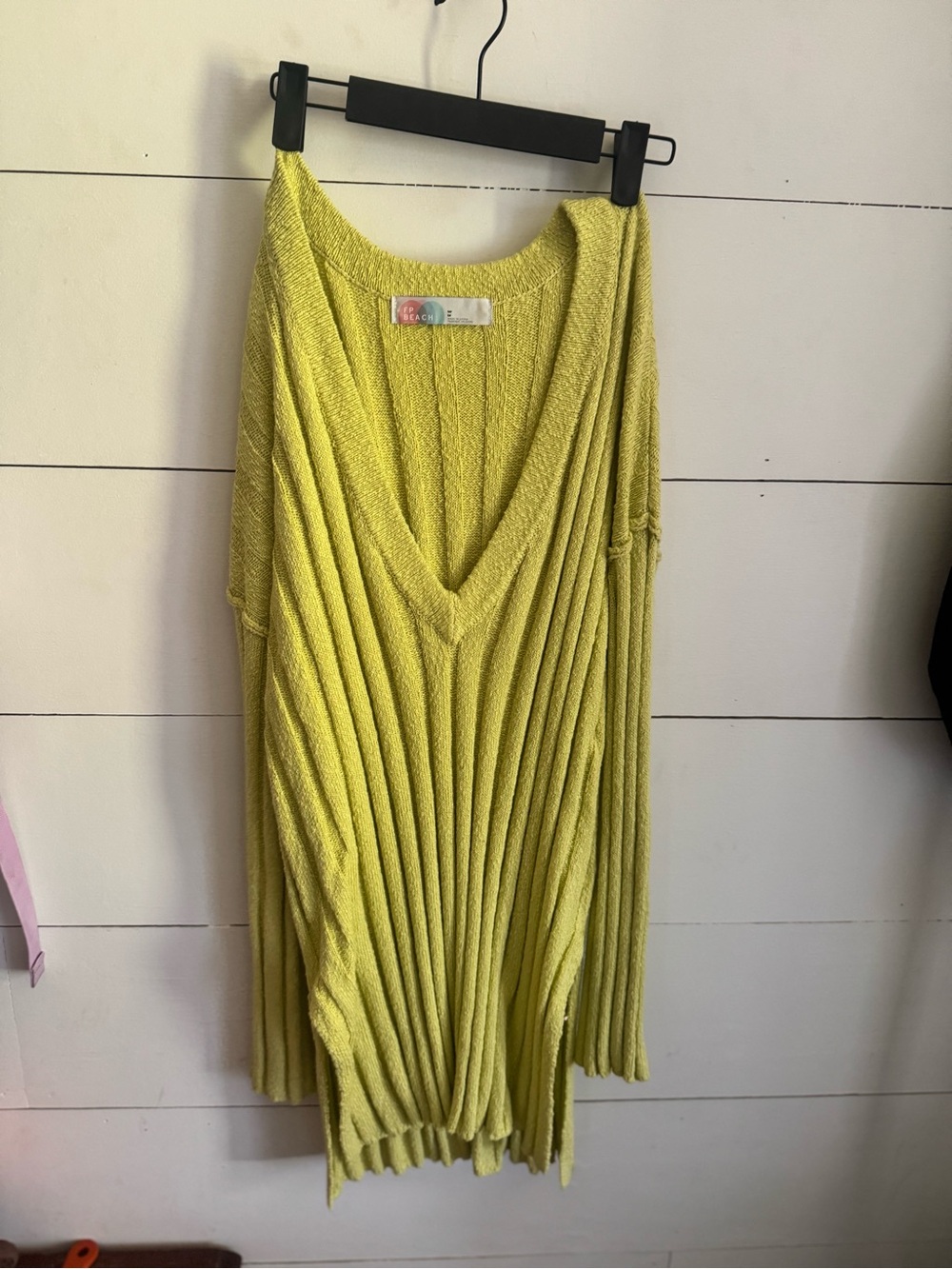 Free People Lime V-Neck Ribbed Swim Coverup